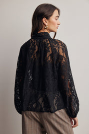 Verity Sheer Lace Tie Neck Blouse - Westly