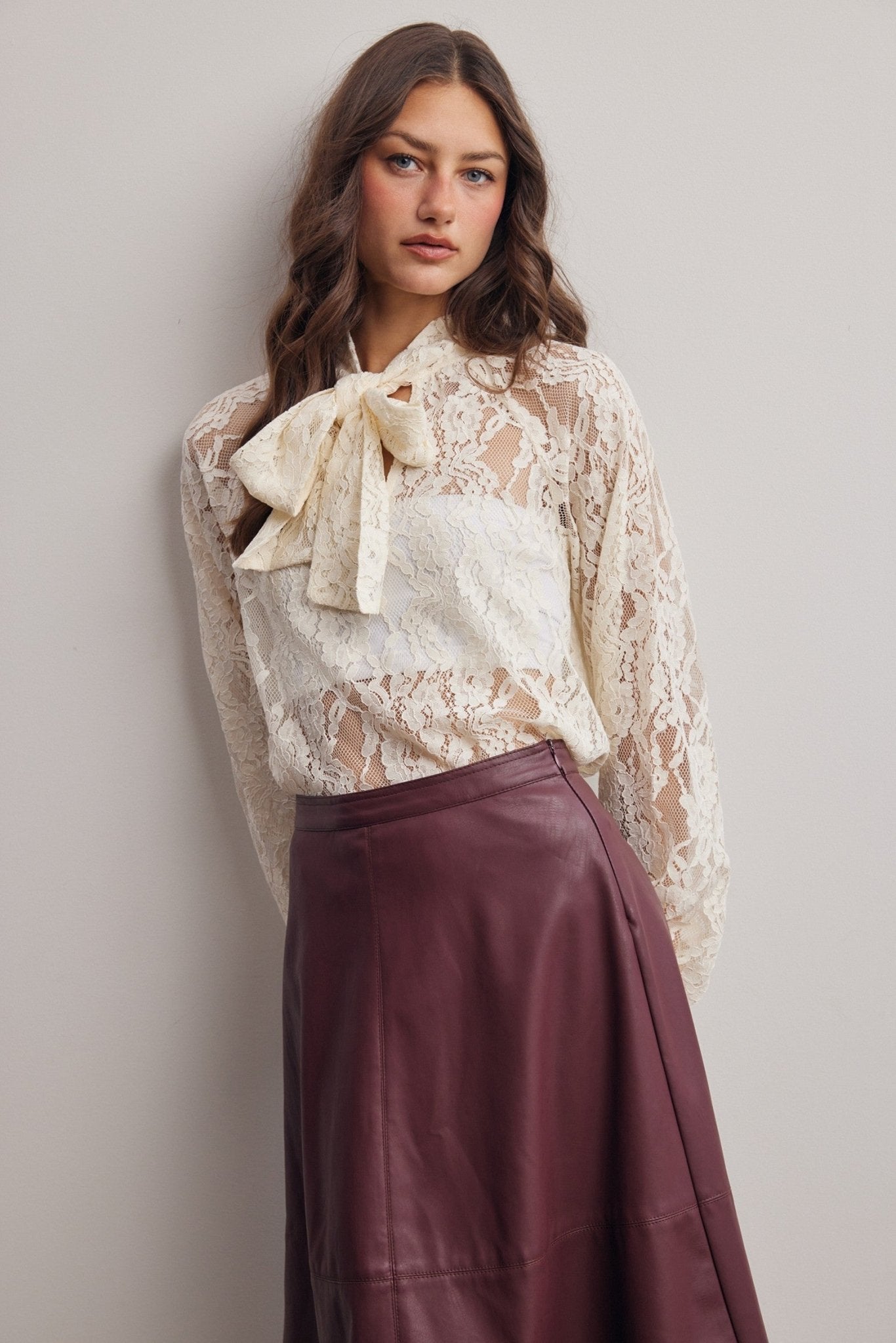 Verity Sheer Lace Tie Neck Blouse - Westly