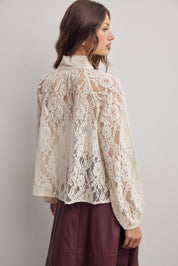 Verity Sheer Lace Tie Neck Blouse - Westly