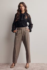 Verity Sheer Lace Tie Neck Blouse in Black, photo 10