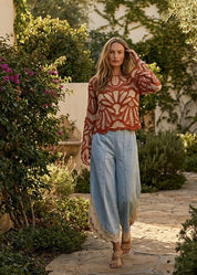 Verona Floral Pattern Crochet Sweater - Westly