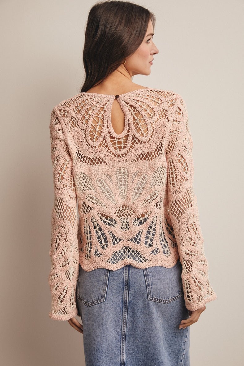 Verona Floral Pattern Crochet Sweater - Westly