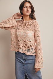 Verona Floral Pattern Crochet Sweater - Westly
