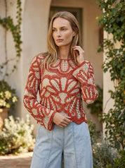 Verona Floral Pattern Crochet Sweater - Westly