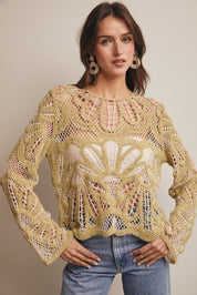 Verona Floral Pattern Crochet Sweater - Westly