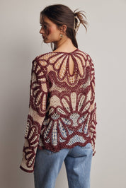 Verona Floral Pattern Crochet Sweater - Westly