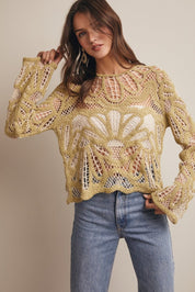 Verona Floral Pattern Crochet Sweater - Westly