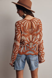 Verona Floral Pattern Crochet Sweater - Westly