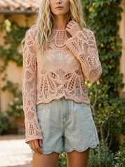 Verona Floral Pattern Crochet Sweater - Westly