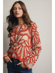 Verona Floral Pattern Crochet Sweater - Westly