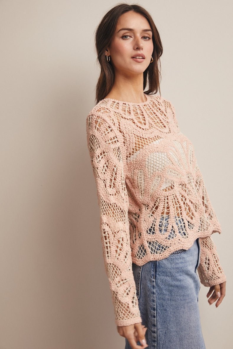 Verona Floral Pattern Crochet Sweater - Westly