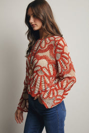 Verona Floral Pattern Crochet Sweater - Westly