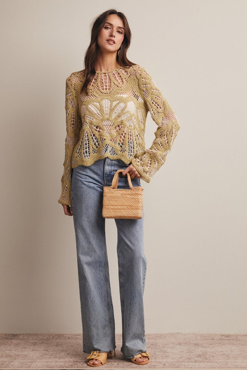 Verona Floral Pattern Crochet Sweater - Westly