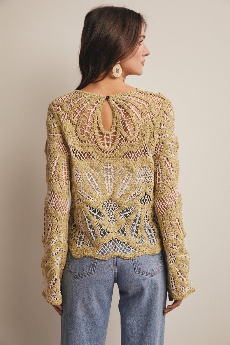 Verona Floral Pattern Crochet Sweater - Westly