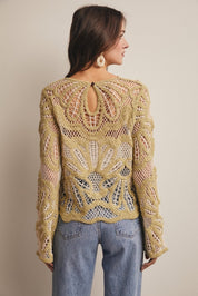 Verona Floral Pattern Crochet Sweater - Westly