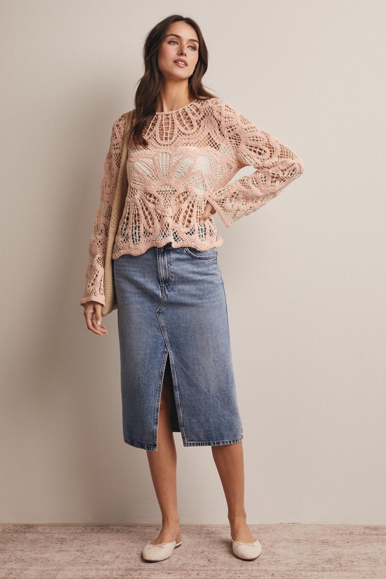 Verona Floral Pattern Crochet Sweater - Westly