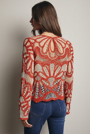 Verona Floral Pattern Crochet Sweater - Westly