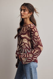 Verona Floral Pattern Crochet Sweater - Westly