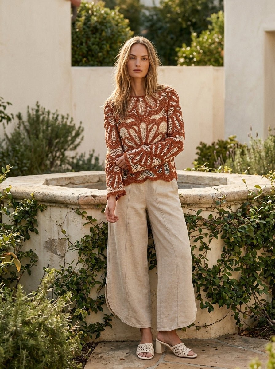 Verona Floral Pattern Crochet Sweater - Westly