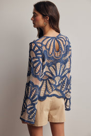 Verona Floral Pattern Crochet Sweater - Westly