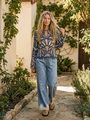Verona Floral Pattern Crochet Sweater - Westly