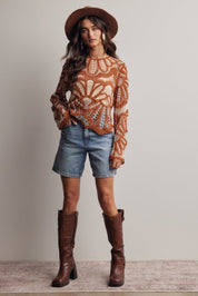 Verona Floral Pattern Crochet Sweater - Westly
