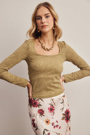 Vesper Floral Lace Square Neck Top - Westly