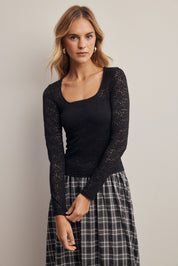 Vesper Floral Lace Square Neck Top - Westly