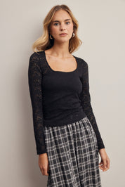 Vesper Floral Lace Square Neck Top - Westly