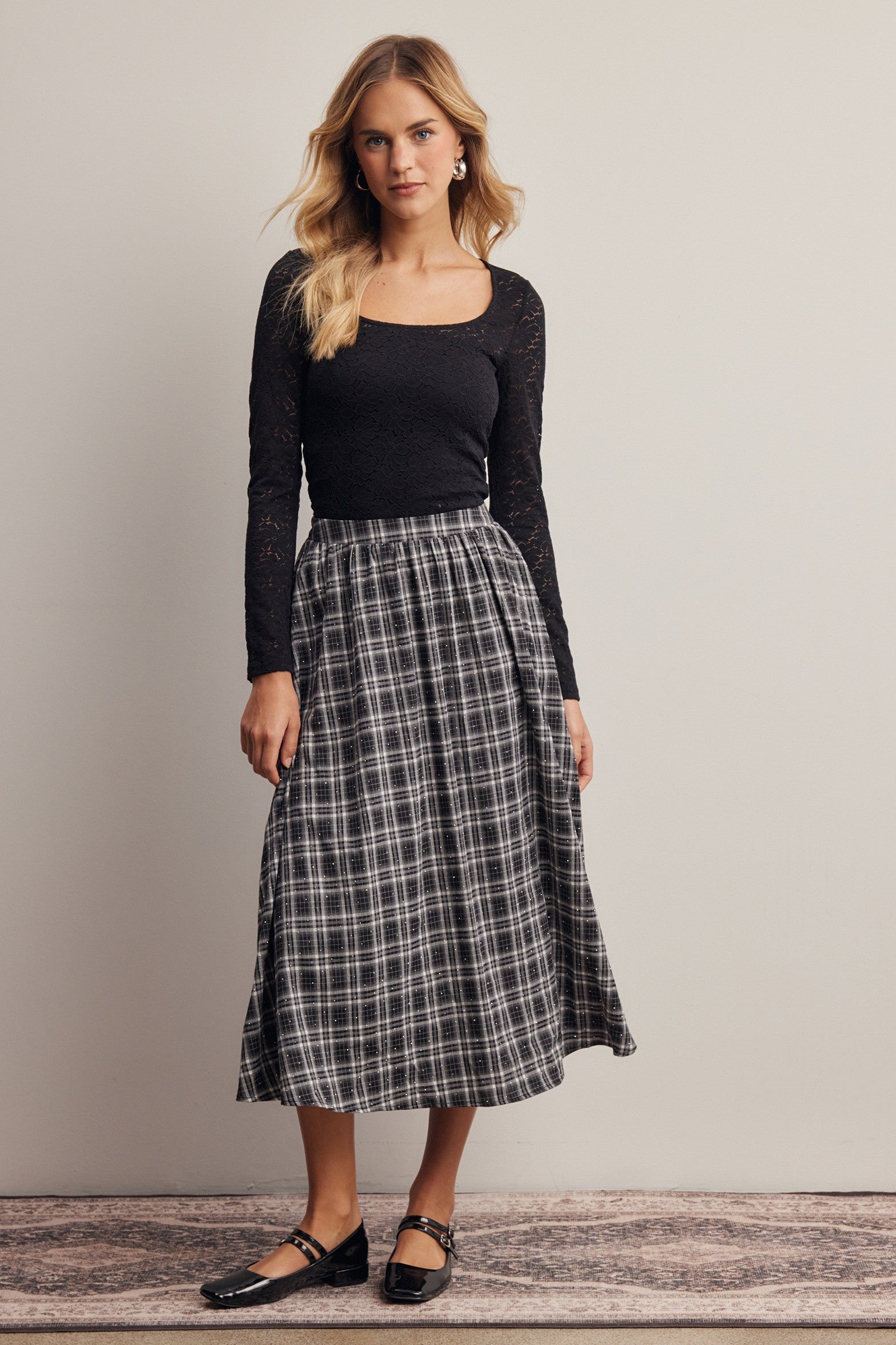 Vesper Floral Lace Square Neck Top in Black, photo 10