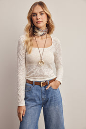 Vesper Floral Lace Square Neck Top in Ivory, photo 3