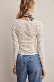 Vesper Floral Lace Square Neck Top in Ivory, photo 8