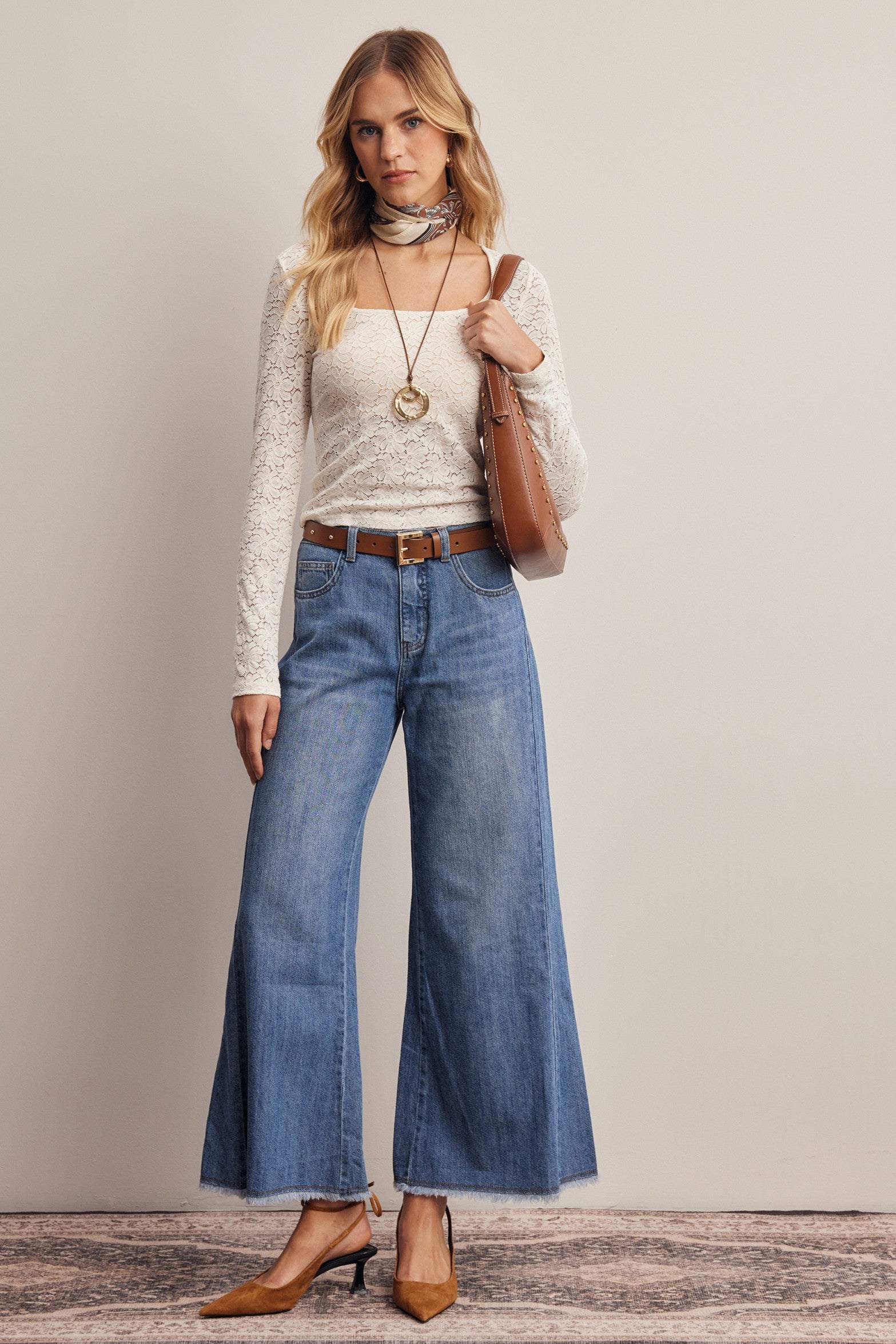 Vesper Floral Lace Square Neck Top in Ivory, photo 9