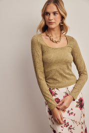 Vesper Floral Lace Square Neck Top in Moss, photo 3