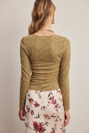 Vesper Floral Lace Square Neck Top in Moss, photo 6