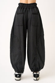 Viceroy Washed French Terry Drop Pocket Balloon Pants - Westly
