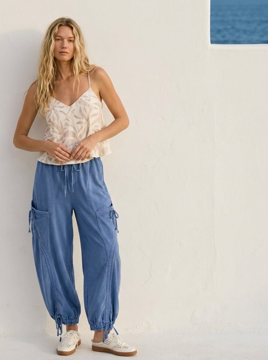 Viceroy Washed French Terry Drop Pocket Balloon Pants - Westly