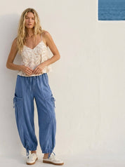 Viceroy Washed French Terry Drop Pocket Balloon Pants - Westly