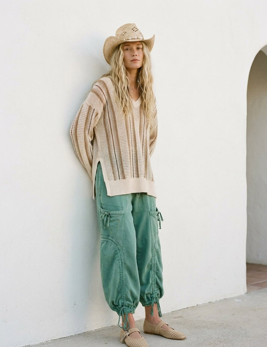Viceroy Washed French Terry Drop Pocket Balloon Pants - Westly