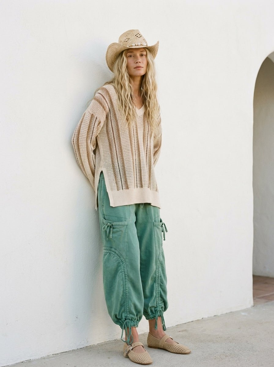 Viceroy Washed French Terry Drop Pocket Balloon Pants - Westly