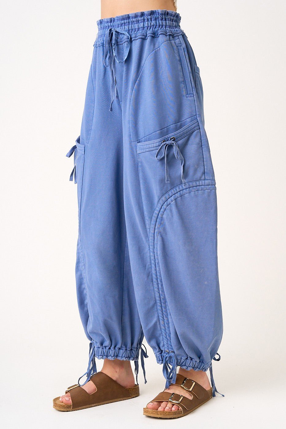Viceroy Washed French Terry Drop Pocket Balloon Pants - Westly