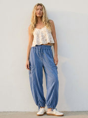 Viceroy Washed French Terry Drop Pocket Balloon Pants - Westly