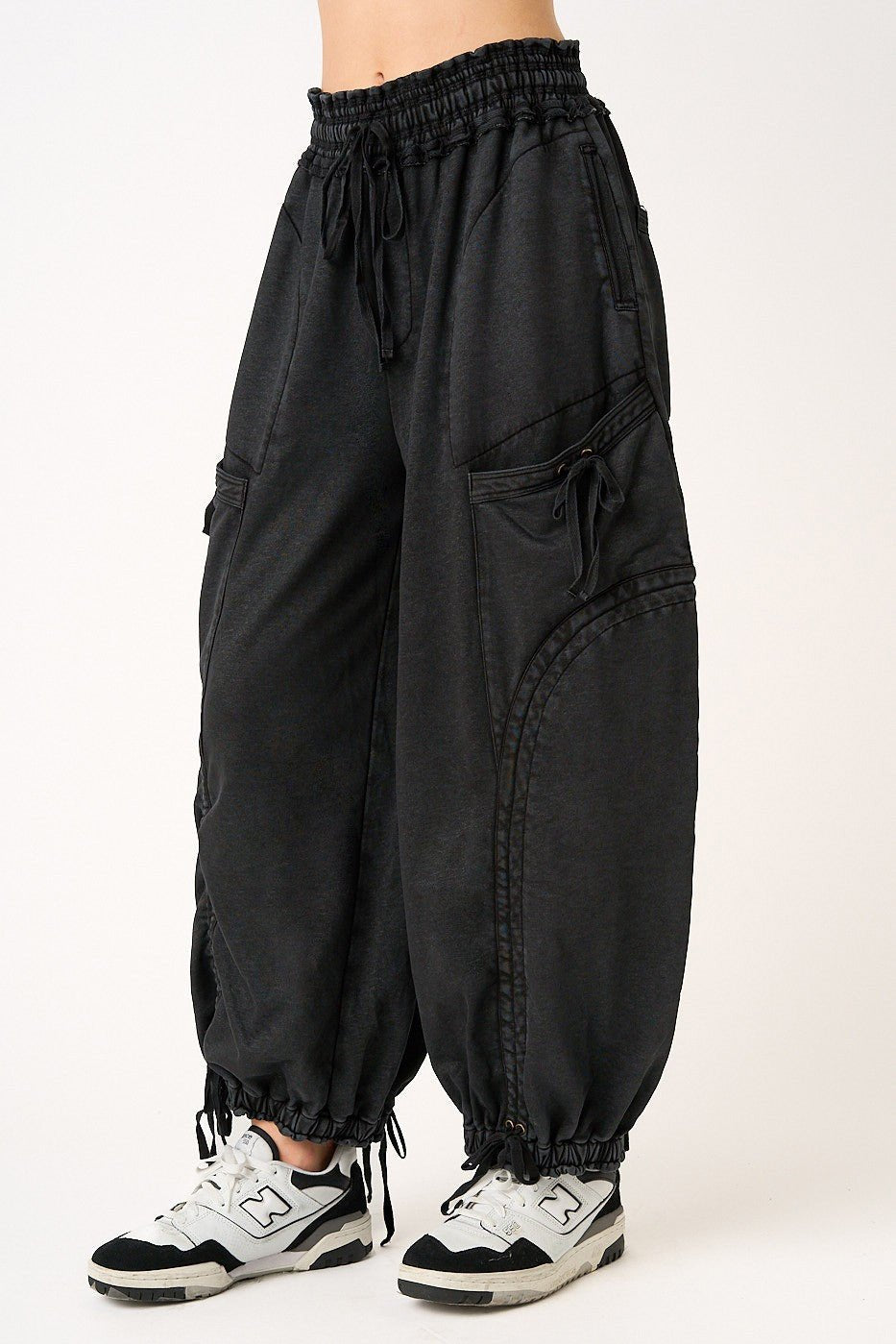 Viceroy Washed French Terry Drop Pocket Balloon Pants - Westly