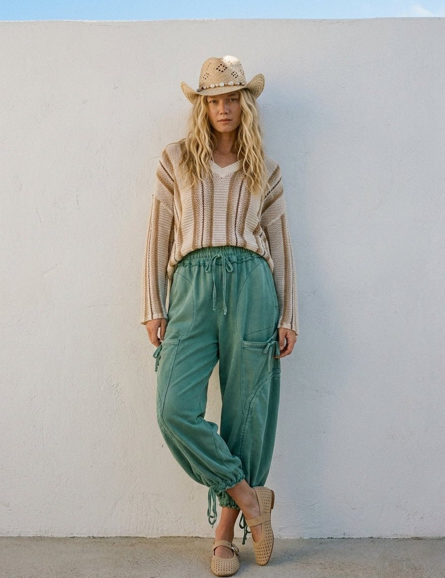 Viceroy Washed French Terry Drop Pocket Balloon Pants - Westly