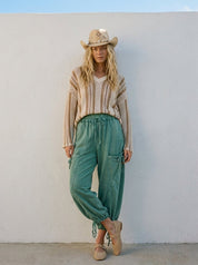Viceroy Washed French Terry Drop Pocket Balloon Pants - Westly