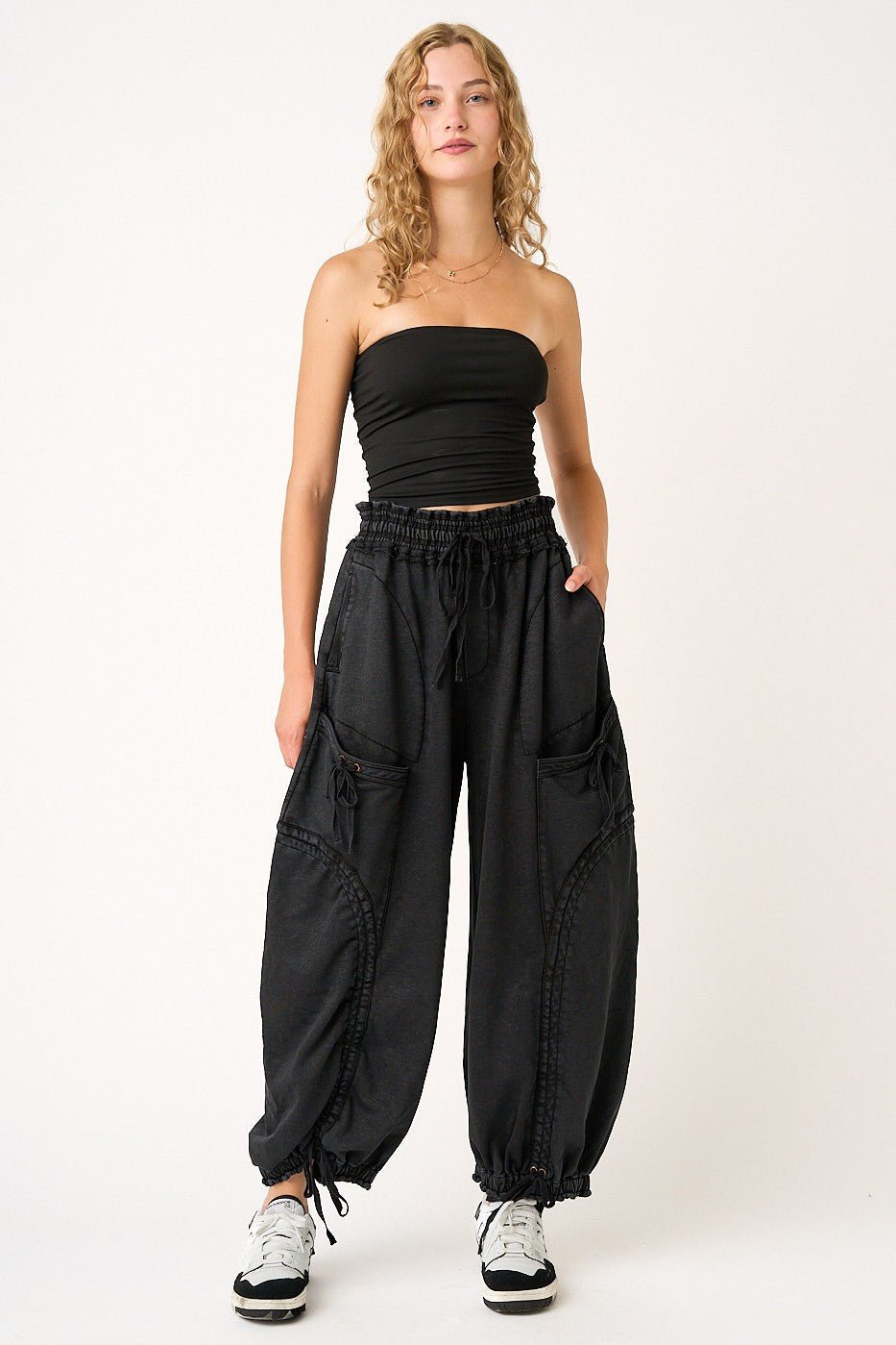 Viceroy Washed French Terry Drop Pocket Balloon Pants - Westly
