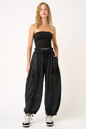Viceroy Washed French Terry Drop Pocket Balloon Pants - Westly