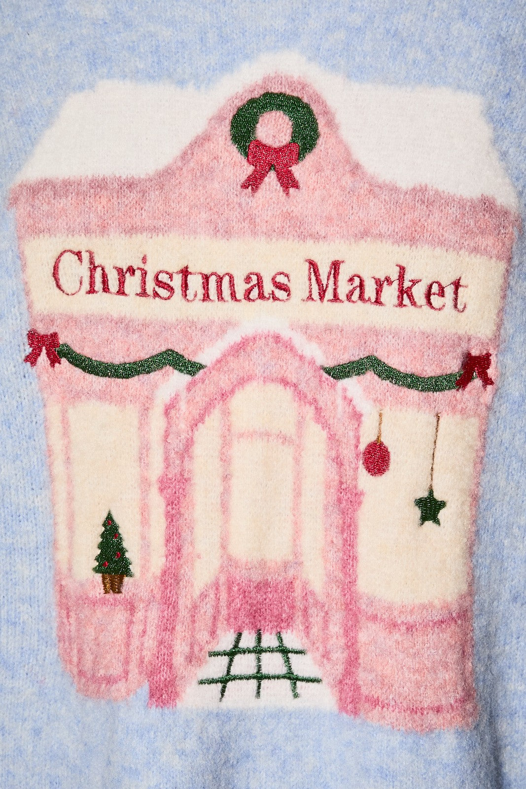 Village Square Christmas Market Knit Sweater in Light Blue — product photo 07