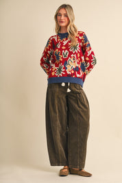 Vincent Abstract Floral Knit Sweater - Westly