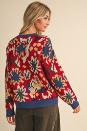 Vincent Abstract Floral Knit Sweater - Westly